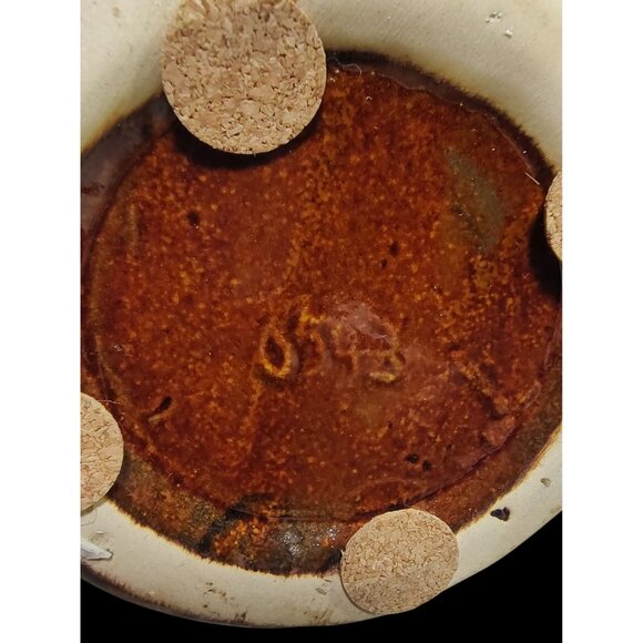 Handmade Ceramic Vase With Earthy Brown & Muted Green Glazed Finish, Vintage - Picture 8 of 8